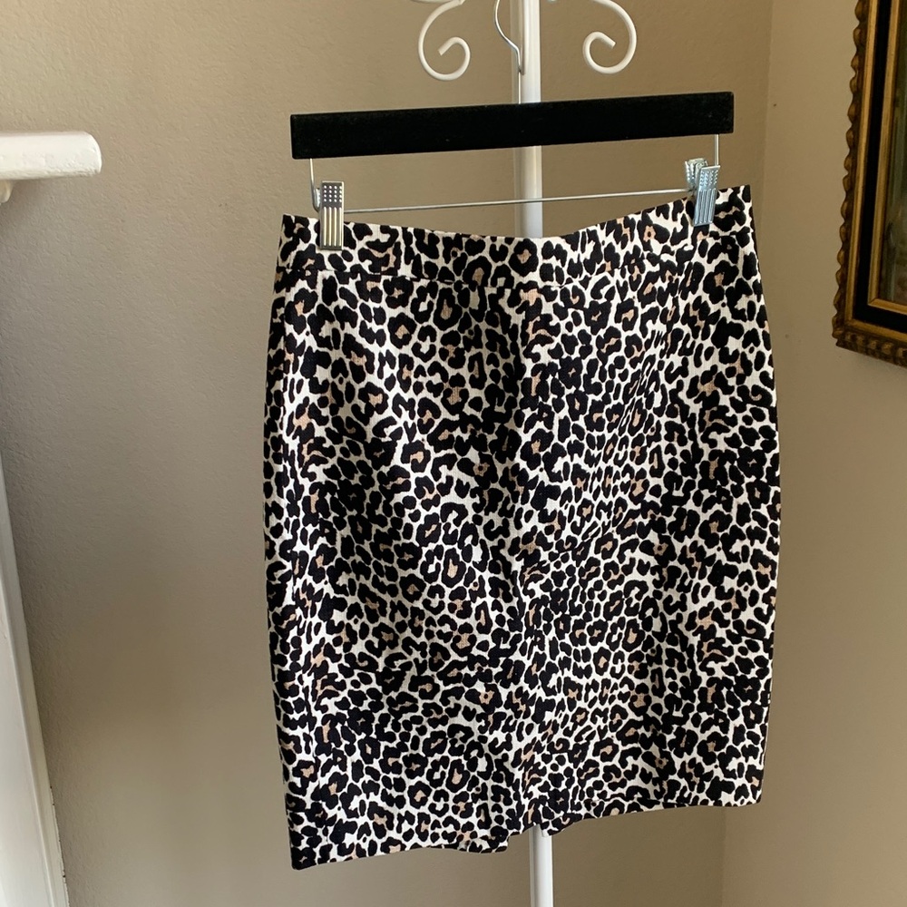 J. Crew Leopard Pencil Skirt in Black & Cream